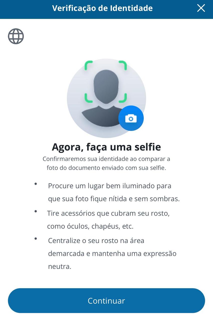 Captura da tela de verificação de identidade na Sportingbet.