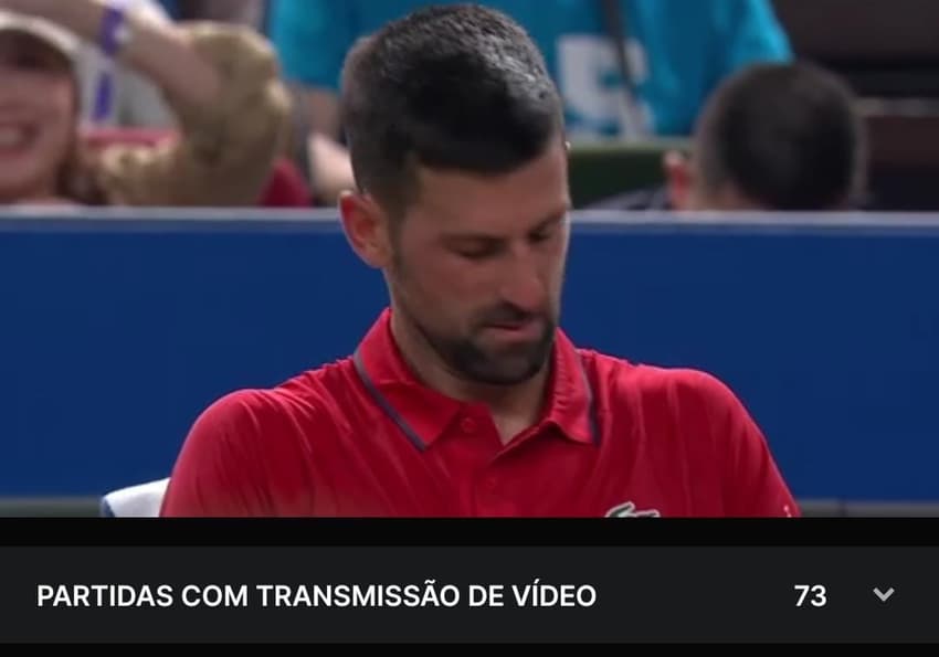 Captura de tela com transmissão ao vivo de tênis pelo Superbet App