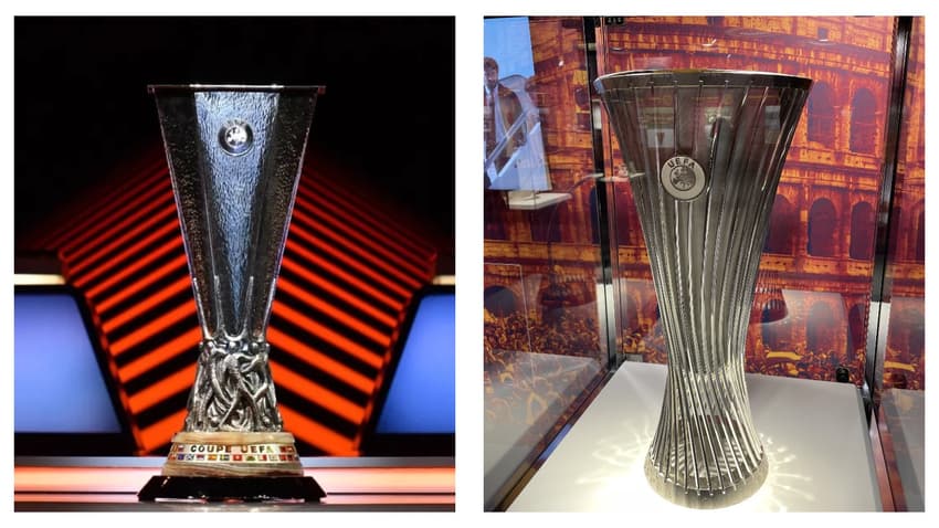 Troféus da Europa League e Conference League; peças estarão expostas em São Paulo (Foto: Reprodução)
