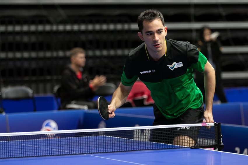 Hugo Calderano em ação no Pan-Americano de tênis de mesa (Foto: Divulgação)