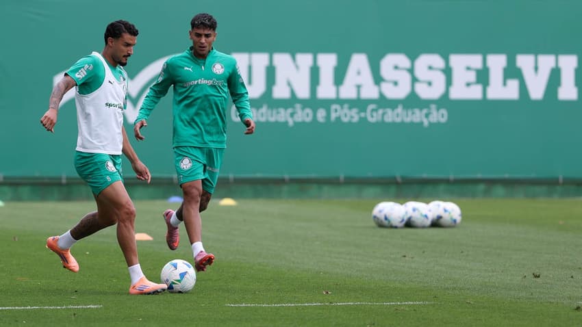 Jogadores do Palmeiras durante treinamento na Academia de Futebol (Foto: Cesar Greco/Palmeiras/by Canon)