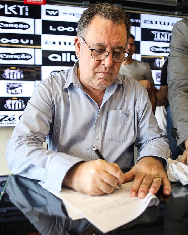 Marcelo Teixeira participa de evento no CT da base do Santos. (Foto: Reinaldo Campos/ Santos FC)