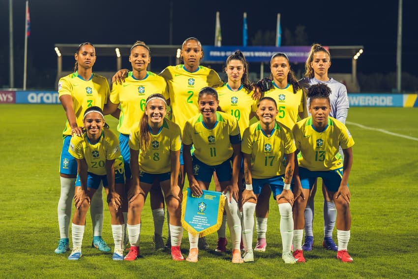 Seleção Brasileira feminina sub-17 no Mundial da categoria. (Foto: Brasil e Itália se enfrentaram no Mundial Feminino sub-17. (Foto: Fabio Souza/CBF)