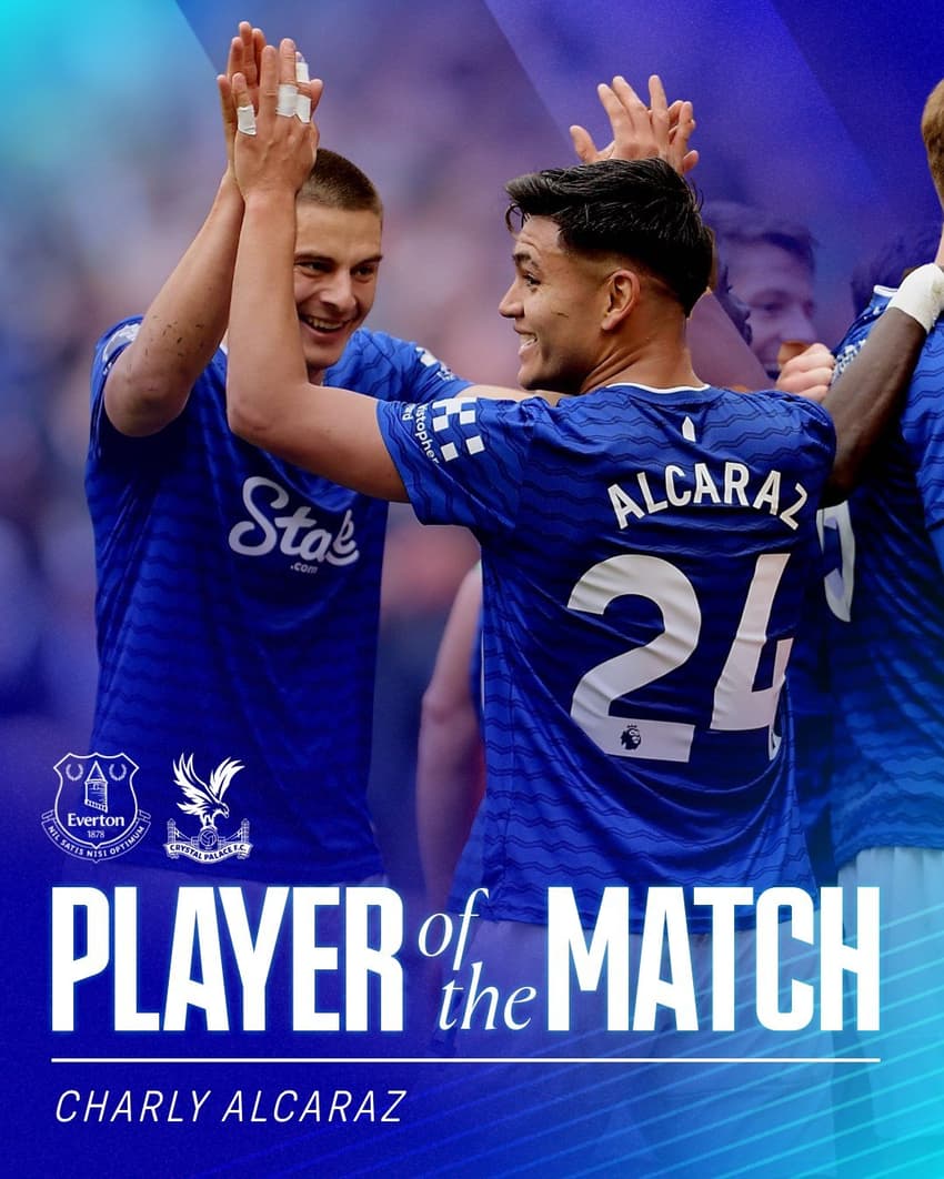 Arte de craque do jogo para Carlos Alcaraz, do Everton, contra o Crystal Palace (Foto: Reprodução Instagram/@everton)