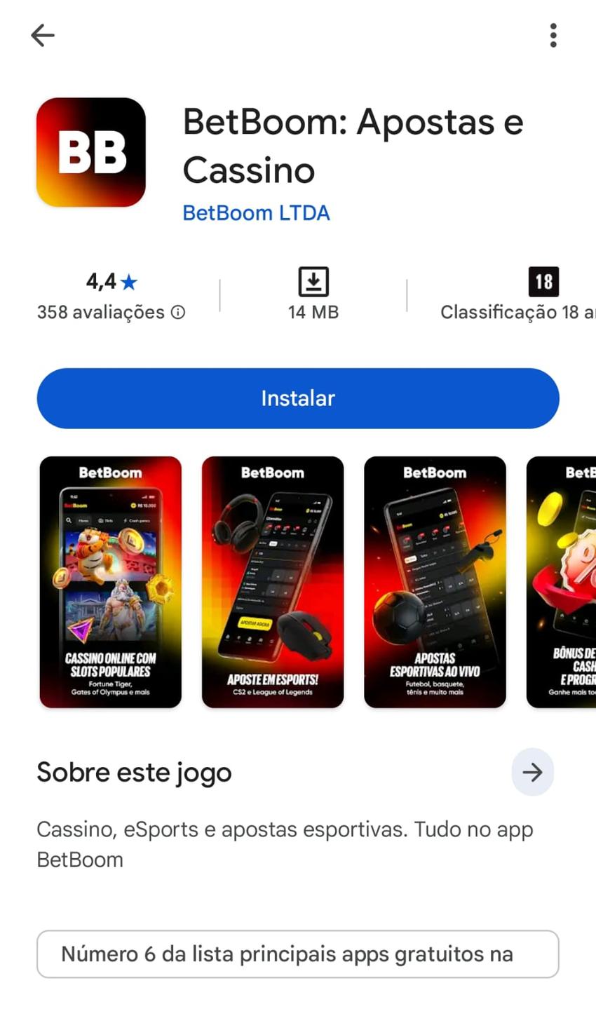 Captura de tela da página do app BetBoom na loja Play Store.