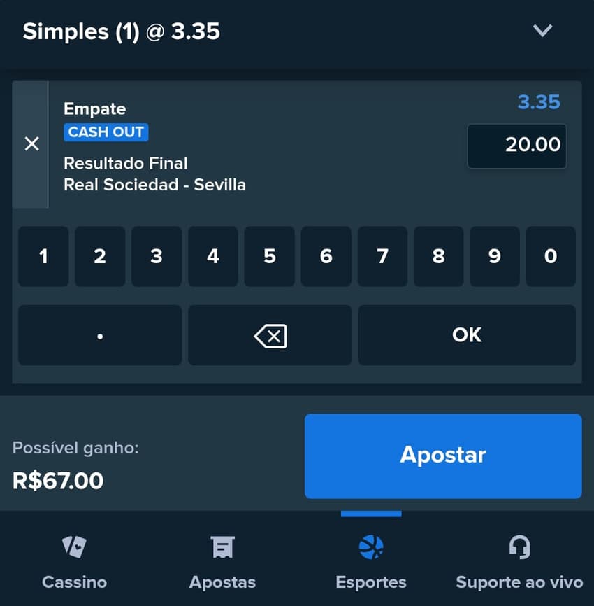 Captura de tela do bilhete de apostas na Stake com seleções da La Liga