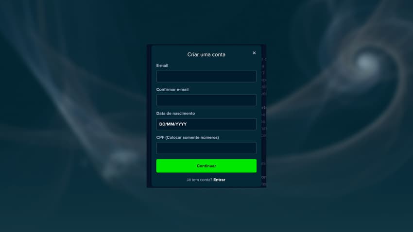 Captura de tela do cadastro com o código promocional Stake LANCESTK