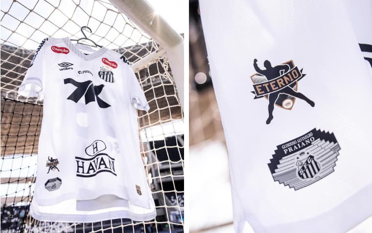 Camisa do Santos com Patch em homenagem a Pelé para jogo contra o Botafogo