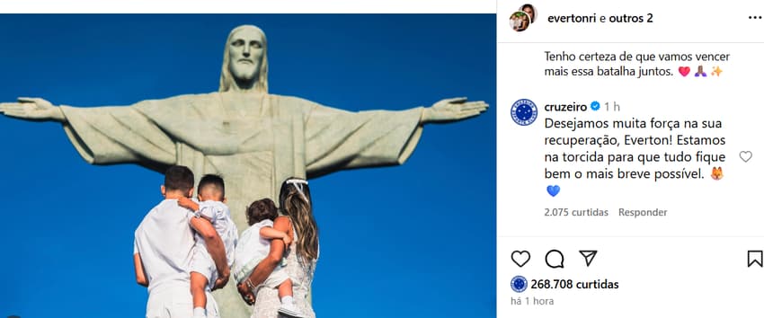 Mensagem do Cruzeiro para Everton Ribeiro (Reprodução Instagram)