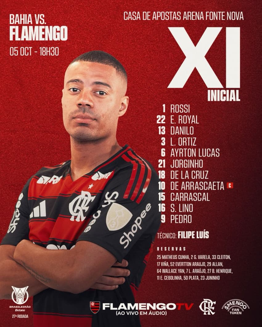 Escalação Flamengo Bahia