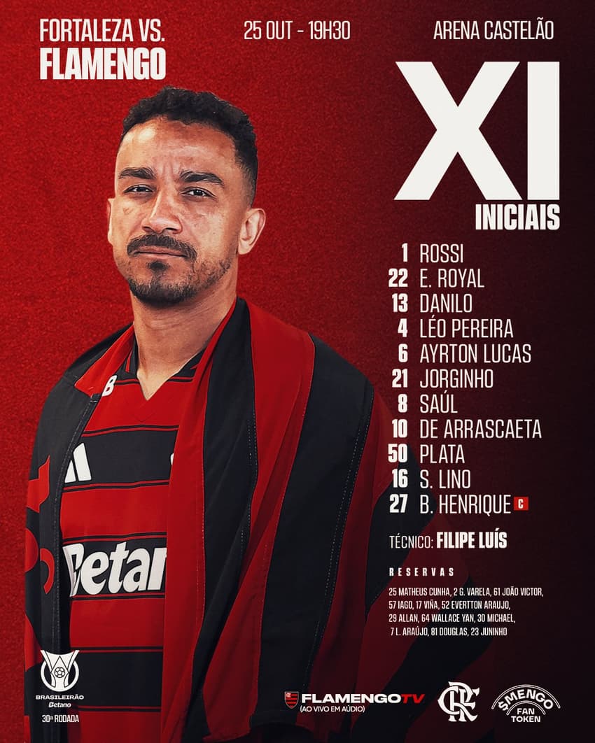 Escalação Flamengo Fortaleza
