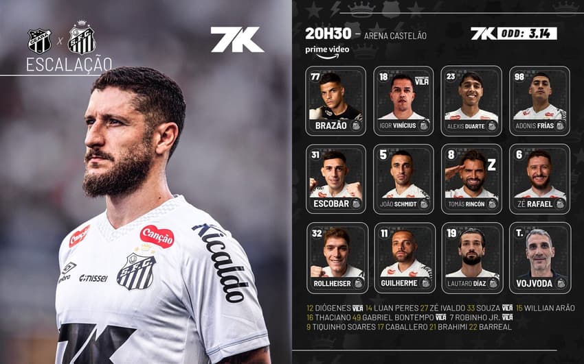 Santos escalado para o confronto (Foto: Divulgação/ Santos FC)