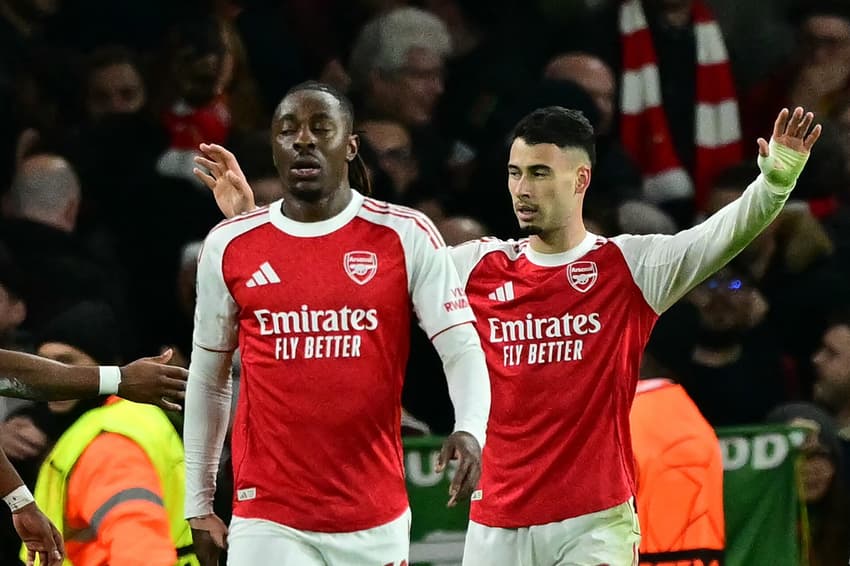 Gabriel Martinelli comemora gol em Arsenal x Atlético de Madrid pela Champions League (Foto: Ben STANSALL / AFP)