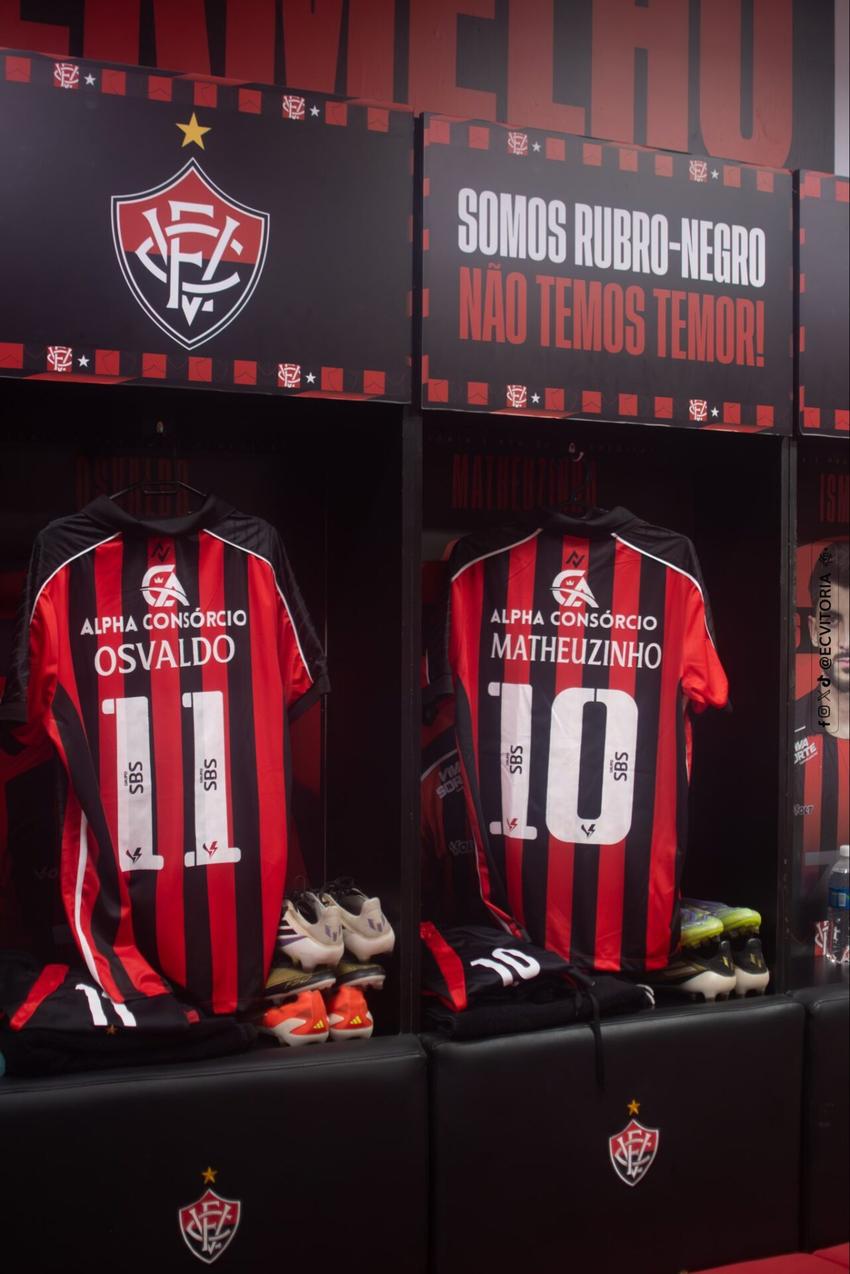Vestiário do Vitória antes do Ba-Vi pelo Brasileirão.