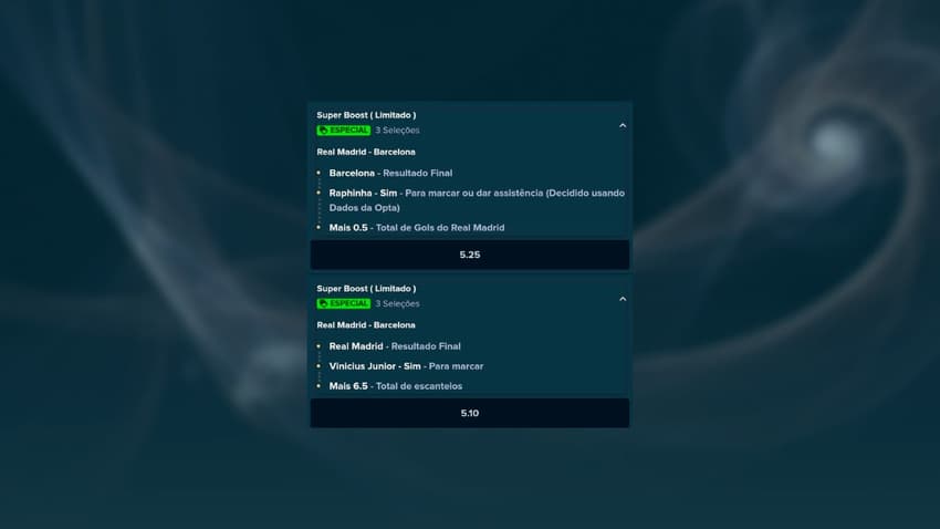 Captura de tela da oferta de Super Boost na casa de apostas