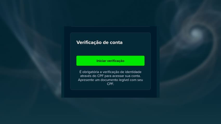 Captura de tela da página de verificação de identidade