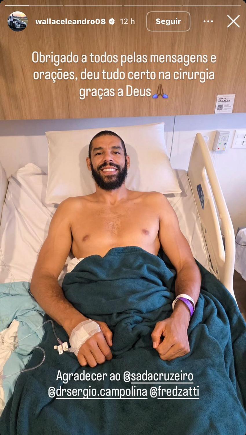 Wallace nas redes sociais após cirurgia (Foto: Reprodução/ Instagram)