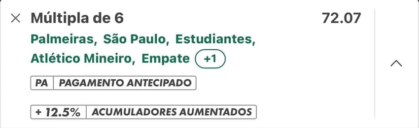 Captura de tela de Acumuladores Aumentados no aplicativo da Bet365