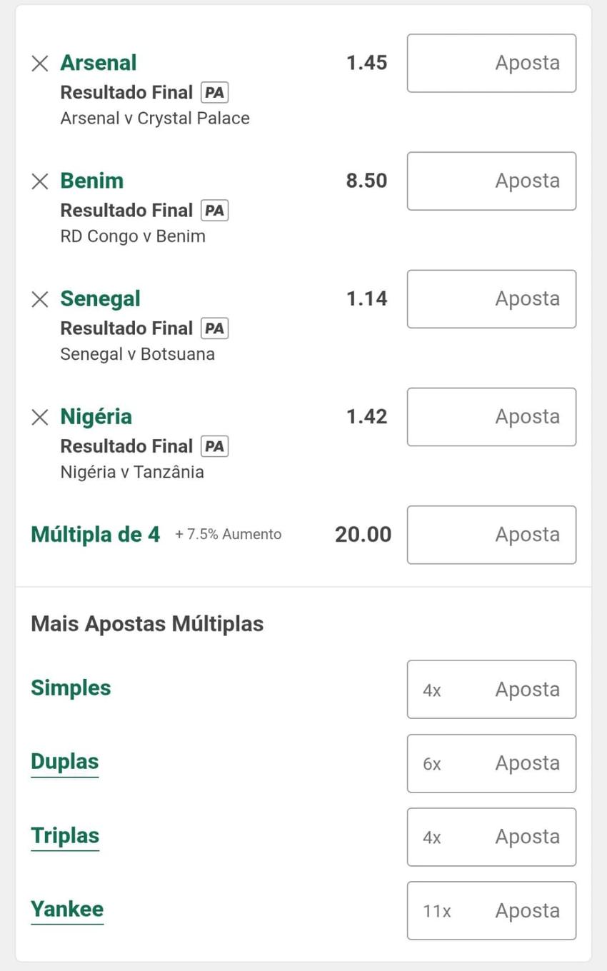 Captura de tela das apostas múltiplas na bet365