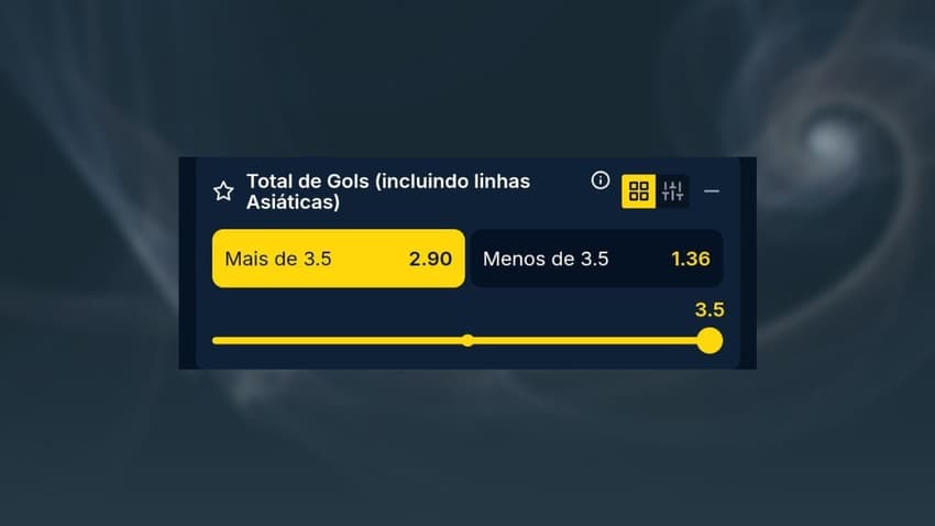 Captura de tela com aposta em Total de Gols Mais de 3.5 na Estrela Bet