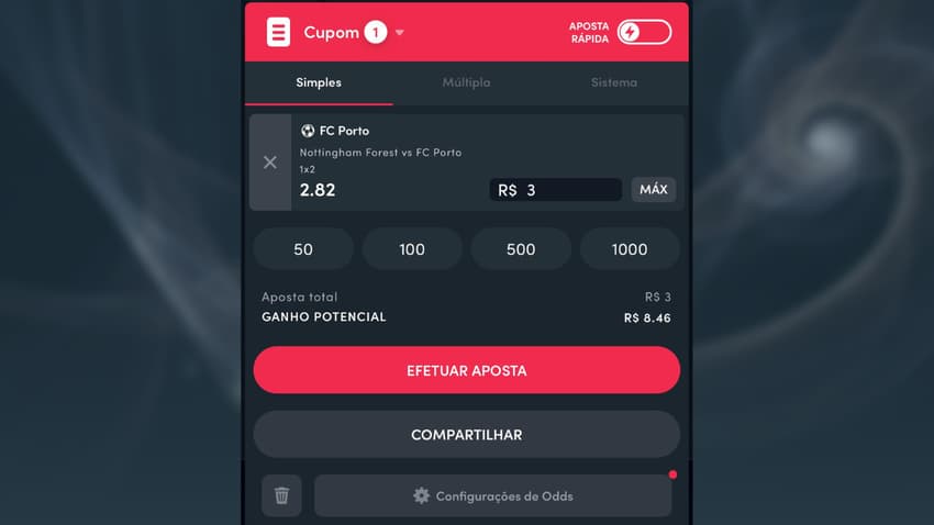 Captura da tela do cupom de apostas na Blaze.
