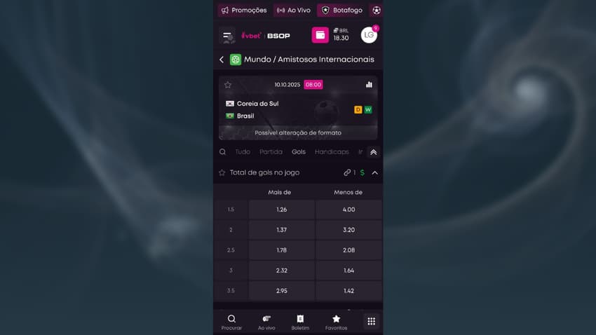 Captura de tela da página de apostas em futebol da Vbet