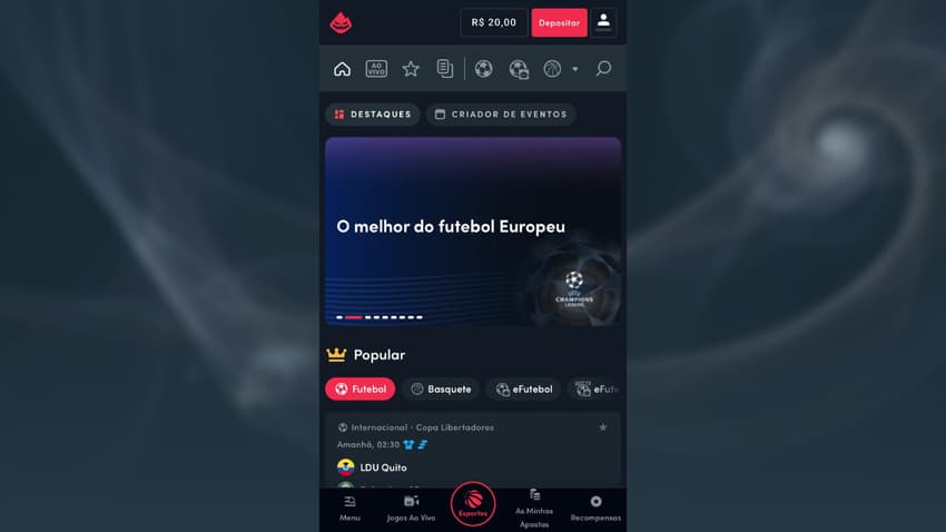 Captura de tela de apostas em futebol na Blaze.
