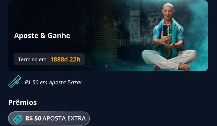 Captura de tela exibe a promoção Aposte & Ganhe da Novibet.
