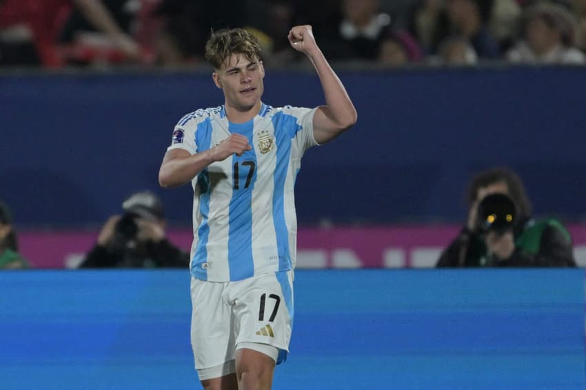 Mateo Silvetti marcou o gol da vitória da Argentina, contra a Colômbia, pelo Mundial Sub-20 (Foto: Rodrigo ARANGUA / AFP)
