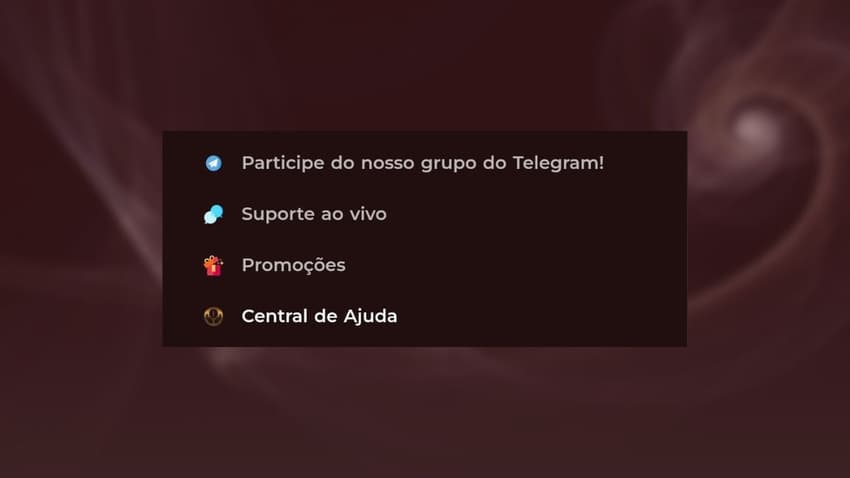 Captura de tela de como encontrar o suporte 24h da BateuBet