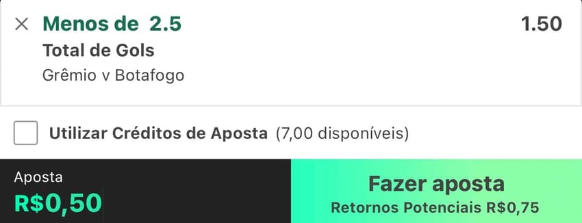 Captura de tela de Fazer Aposta no app Bet365