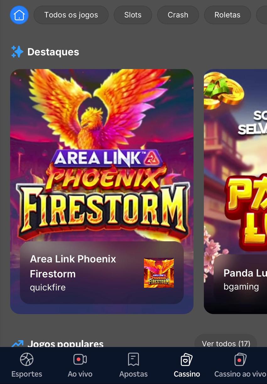 Captura da tela inicial de cassino na Betnacional.