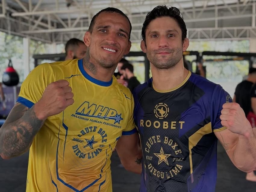 Charles do Bronx e Allan Puro Osso, do UFC, em treino na Chute Boxe  (Foto: Reprodução/Instagram: @allanpuroosso)