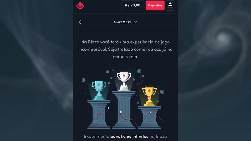 Captura de tela do Clube VIP da Blaze.