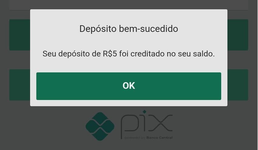 depósito mínimo via Pix Bet365