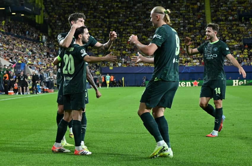 Com gol de Haaland, Manchester City venceu o Villarreal por 2 a 0, pela Champions League (Foto: JAVIER SORIANO / AFP)