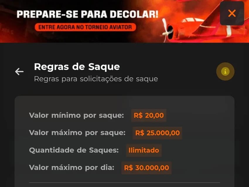 Captura de tela das regras de saque que comprovam que a Esportiva bet é confiável.