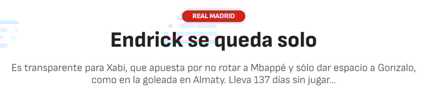 Jornal "As" sobre a situação de Endrick no Real Madrid (Foto: Reprodução/As)