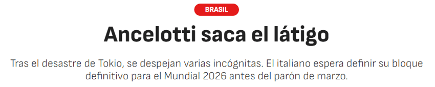 Jornal "As" sobre o Brasil de Carlo Ancelotti (Foto: Reprodução/As)