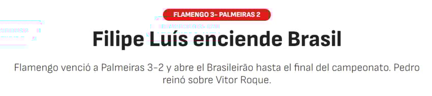 Jornal "As" sobre a partida entre Flamengo e Palmeiras (Foto: Reprodução/As)