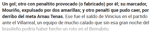 Jornal <em>Marca</em> sobre atuação de Vini Jr contra o Villarreal (Foto: Reprodução/Marca)
