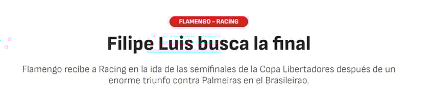 Jornal "AS" sobre a partida entre Flamengo e Racing (Foto: Reprodução/As)