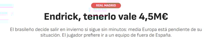 Jornal "As" sobre a situação de Endrick no Real Madrid (Foto: Reprodução/As)