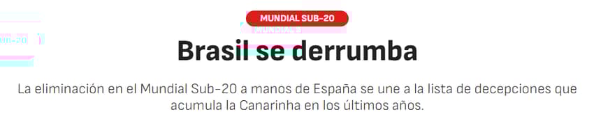 Jornal &quot;As&quot; sobre a eliminação do Brasil no Mundial sub-20 (Foto: Reprodução/As)