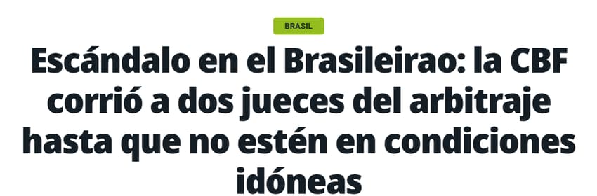 Jornal "Olé" sobre as decisões de arbitragem do Brasileirão (Foto: Reprodução/Olé)