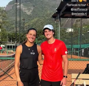 Ingrid Martins e João Fonseca em treino no Rio (Reprodução)