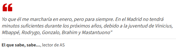 Leitor do jornal "As" sobre a situação de Endrick no Real Madrid (Foto: Reprodução/As)
