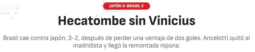 Jornal "As" sobre a partida entre Japão e Brasil (Foto: Reprodução/As)