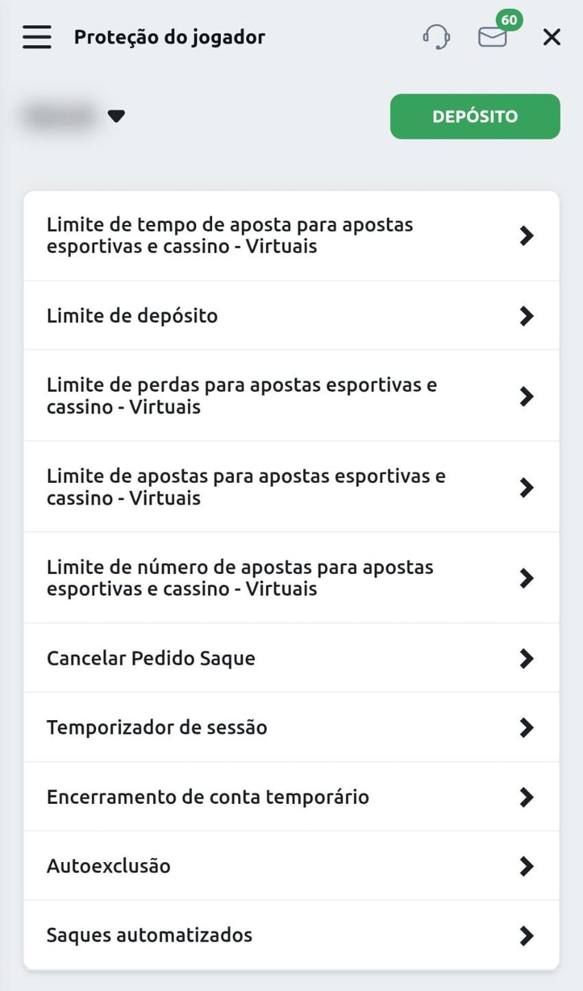 Captura de tela com ferramentas de jogo responsável da Betano para iniciantes.