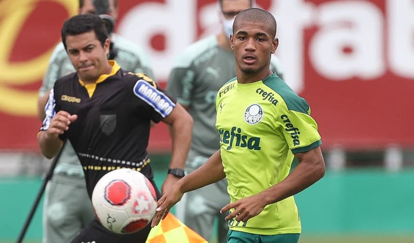 Kauan Santos durante jogo-treino entre Palmeiras e Juventus, em 2022 (Foto: Cesar Greco/Palmeiras)